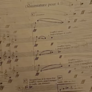 "A detailed musical score, representing Gabrielle Martin's work in stage music compositions."
